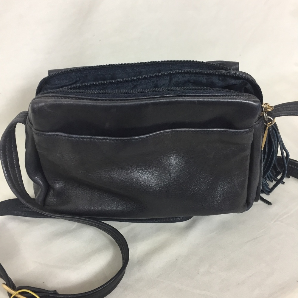 Tignanello Navy leather purse with Leather Tassel
